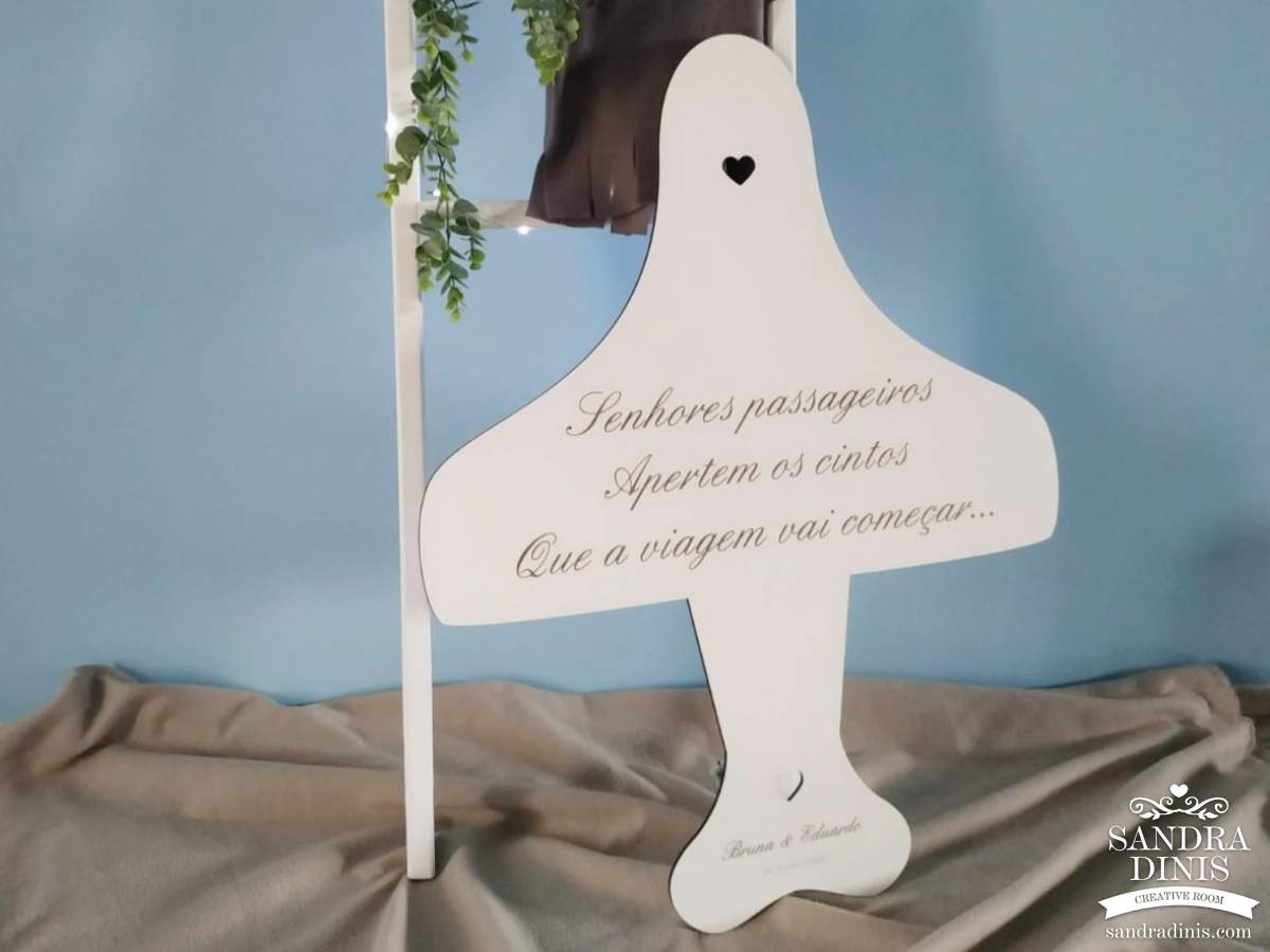 Placa XL avião para casamento - viagens Boas-vindas