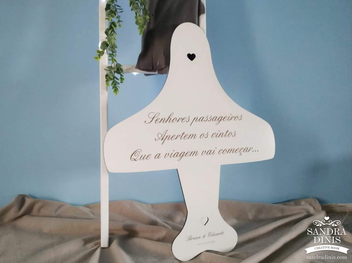 Placa XL avião para casamento - viagens Boas-vindas