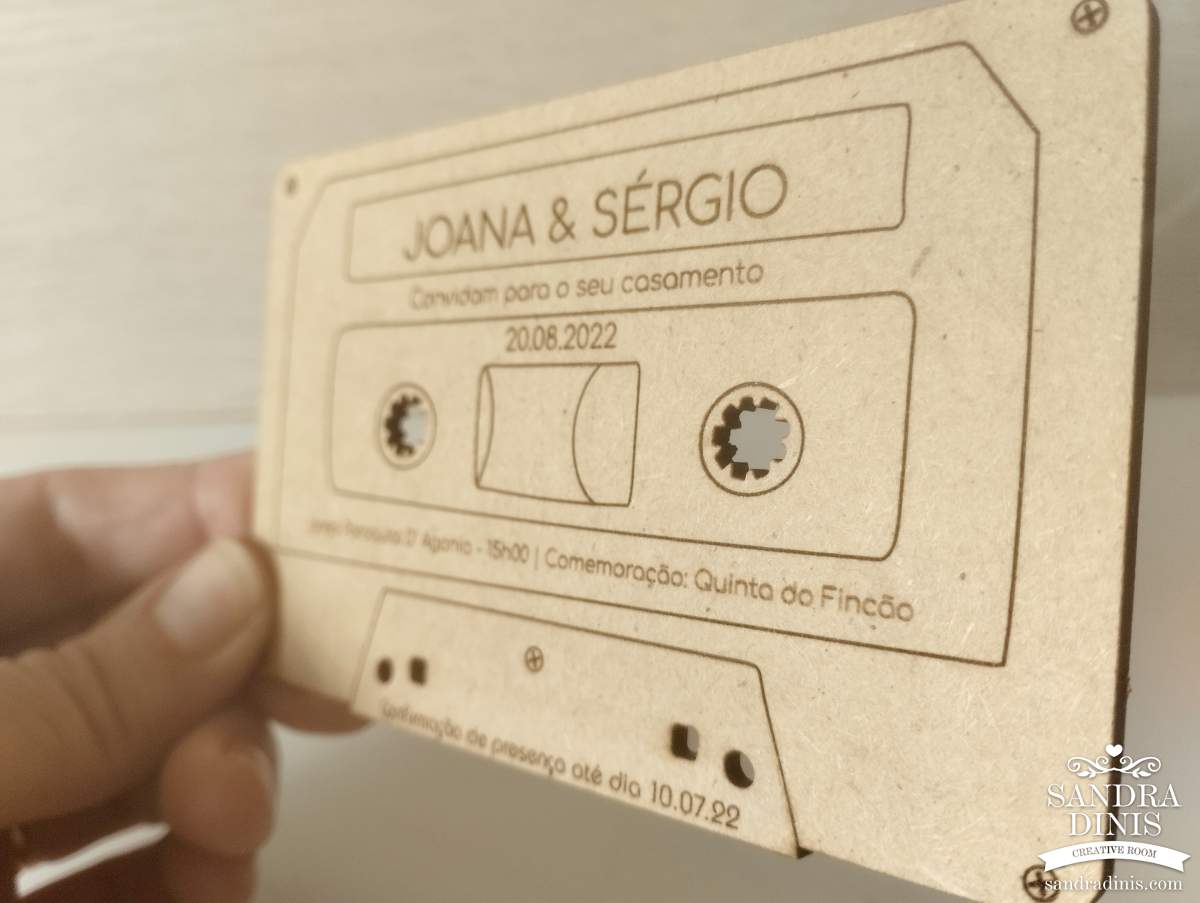 Convite Cassete de música para casamento - personalizado