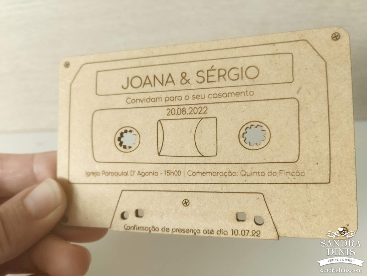 Convite Cassete de música para casamento - personalizado