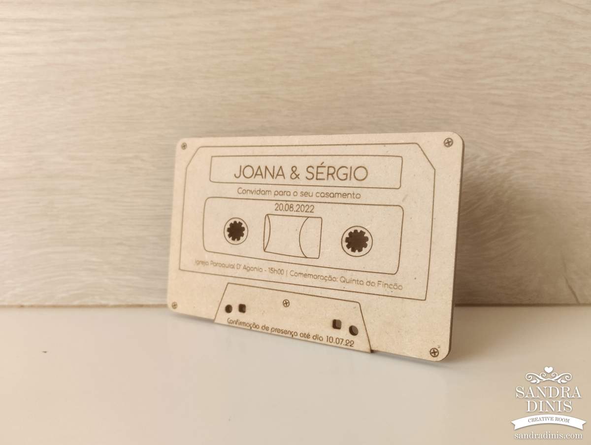 Convite Cassete de música para casamento - personalizado