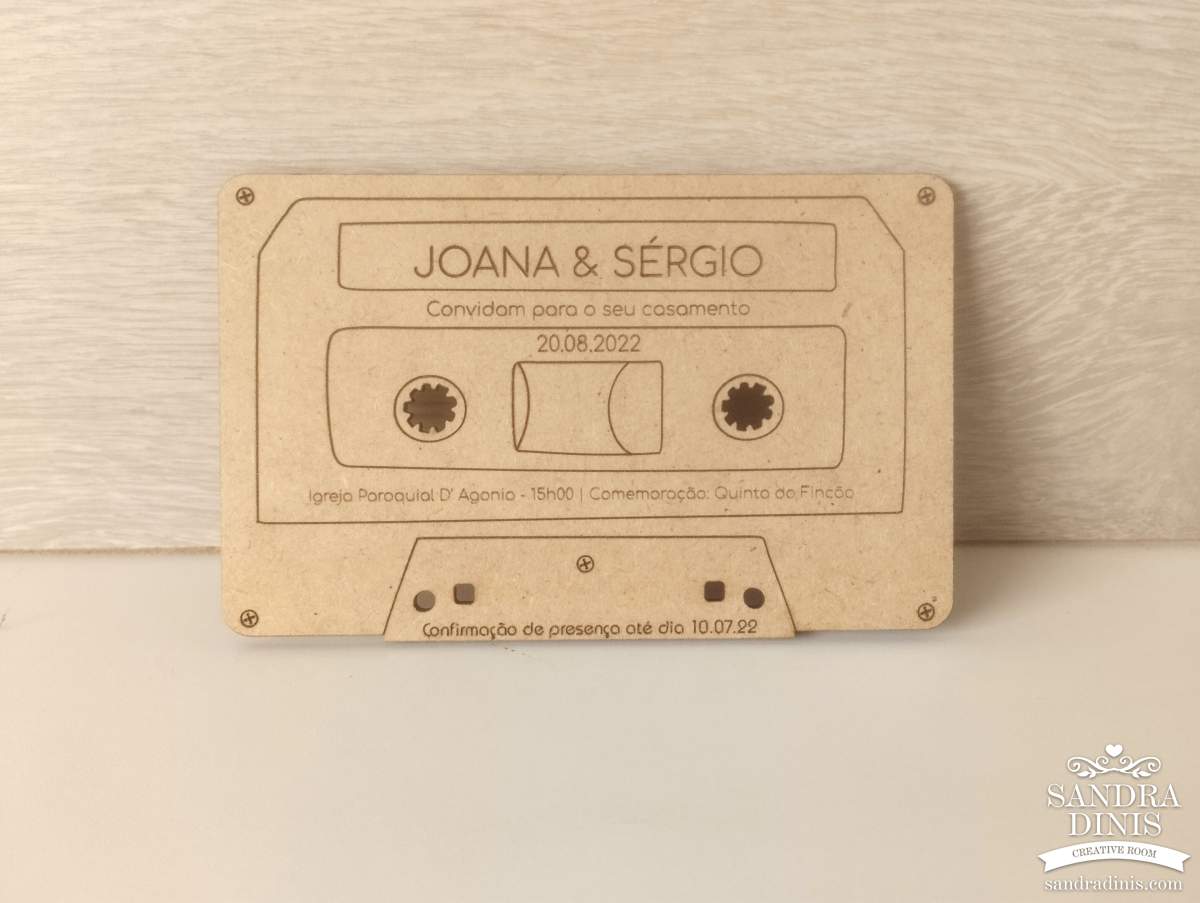 Convite Cassete de música para casamento - personalizado
