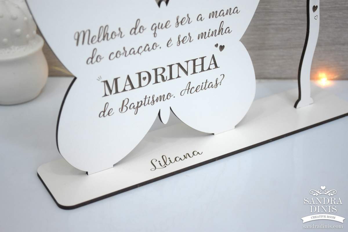 Convite Madrinha / Padrinho batizado - Borboleta