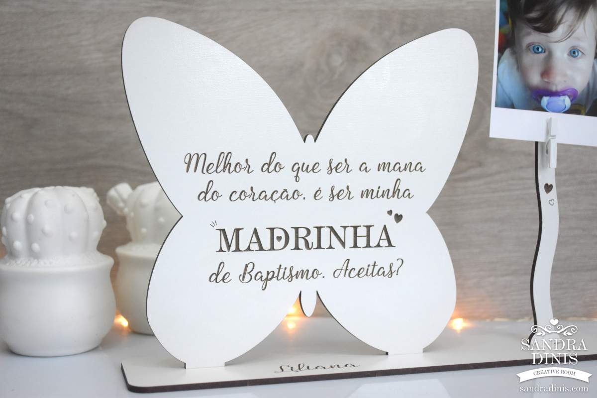 Convite Madrinha / Padrinho batizado - Borboleta