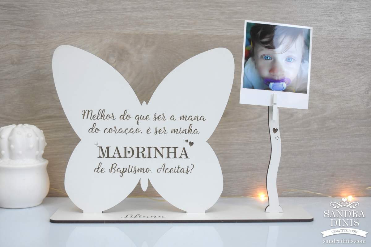 Convite Madrinha / Padrinho batizado - Borboleta