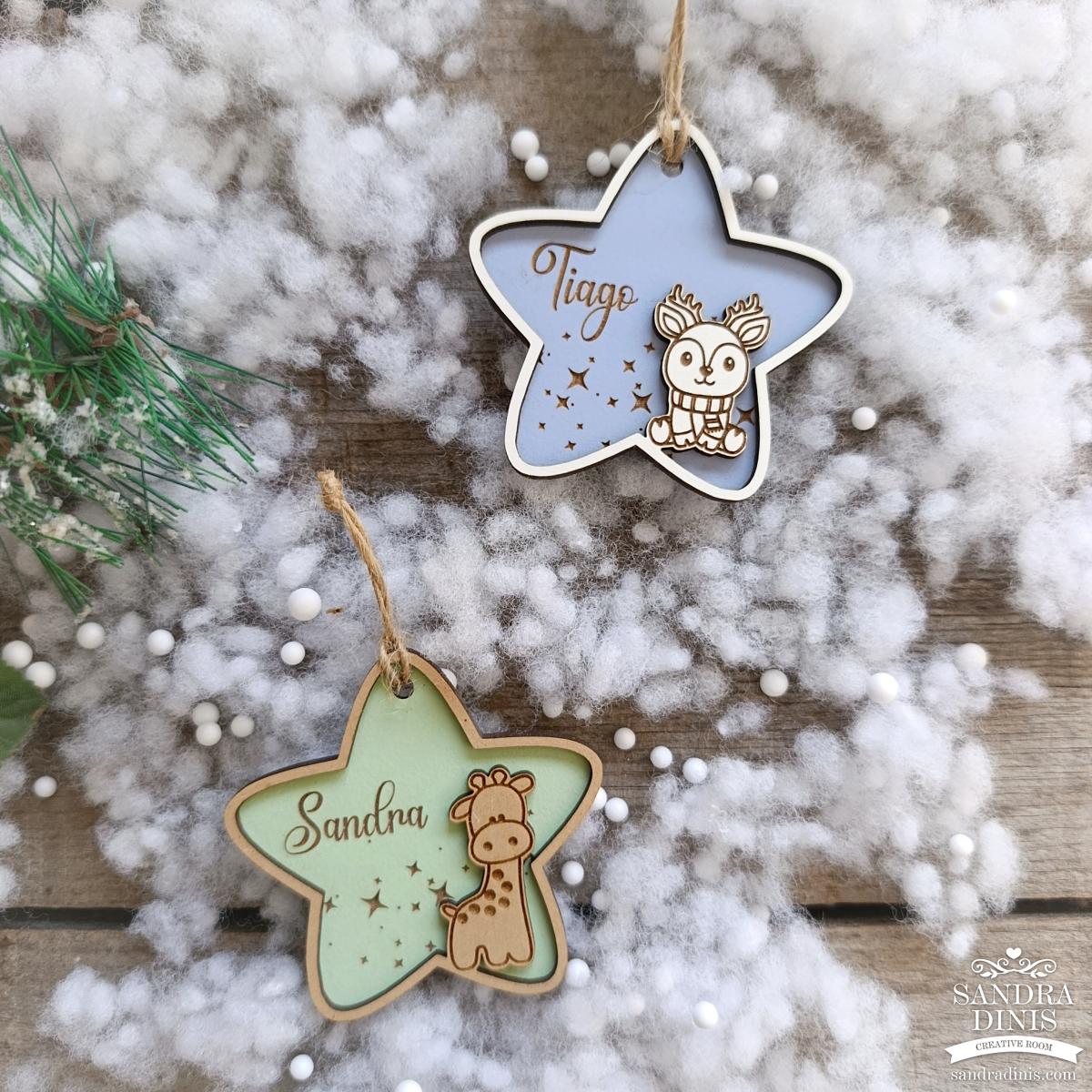 Estrelas Natal personalizadas nome (2 unidades)