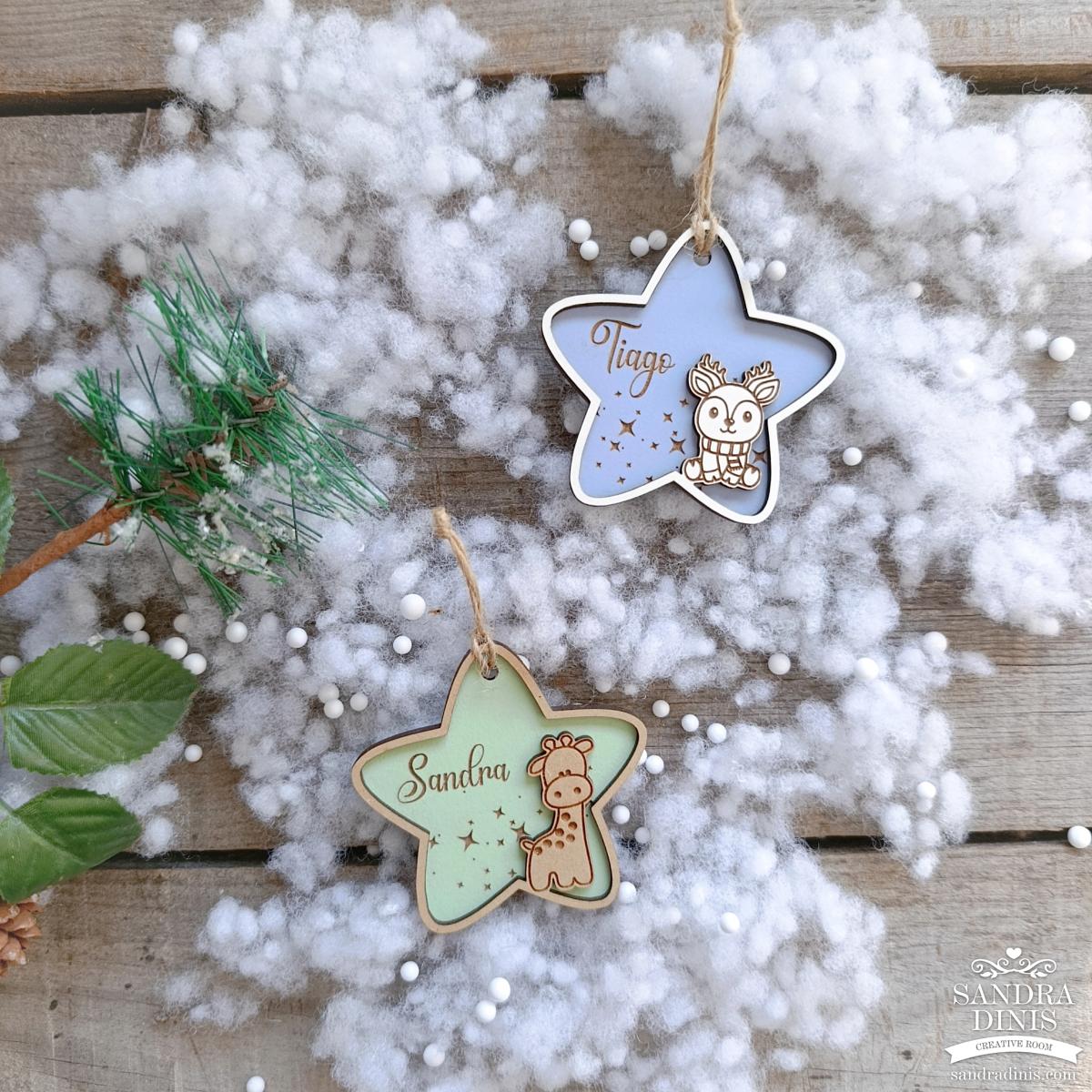 Estrelas Natal personalizadas nome (2 unidades)