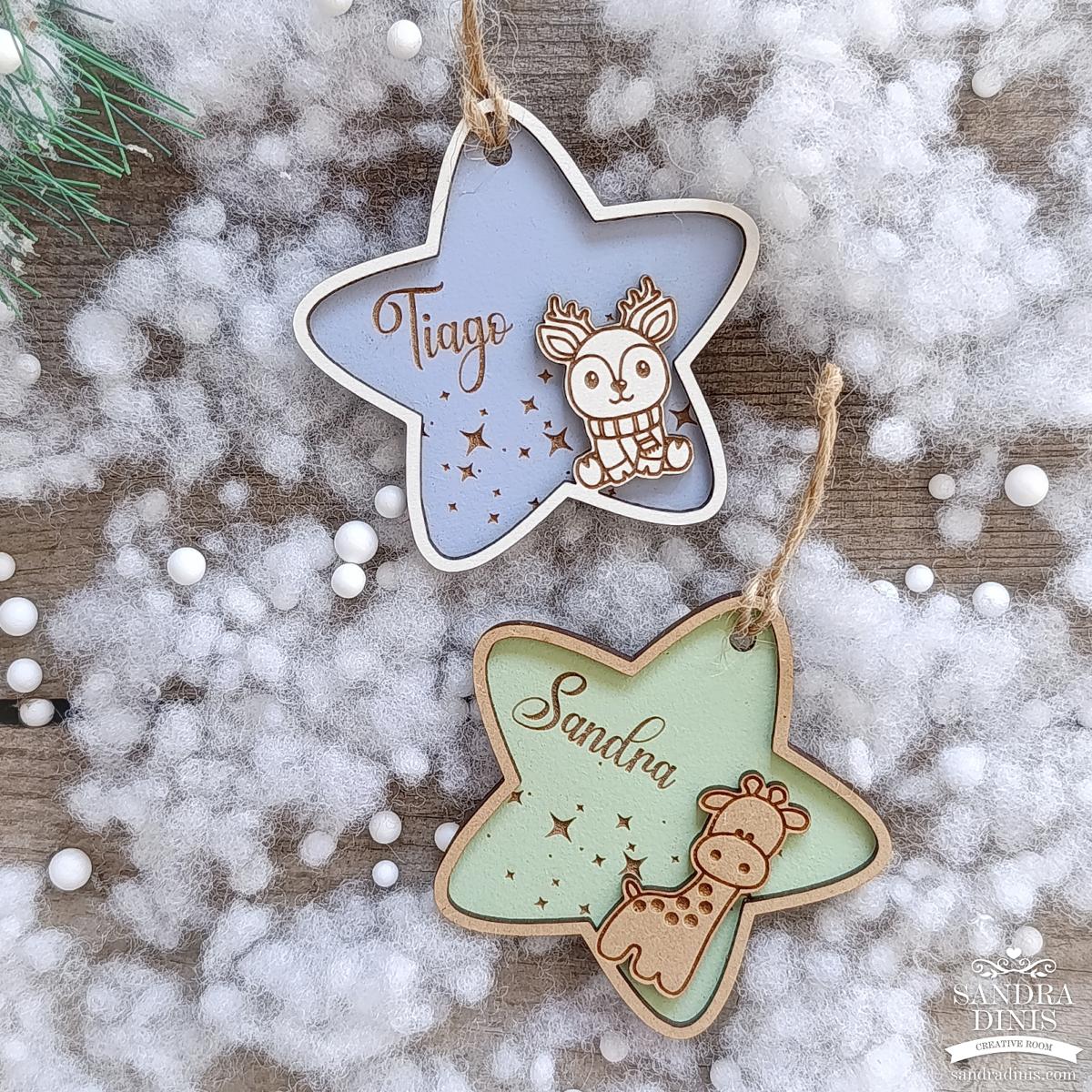 Estrelas Natal personalizadas nome (2 unidades)