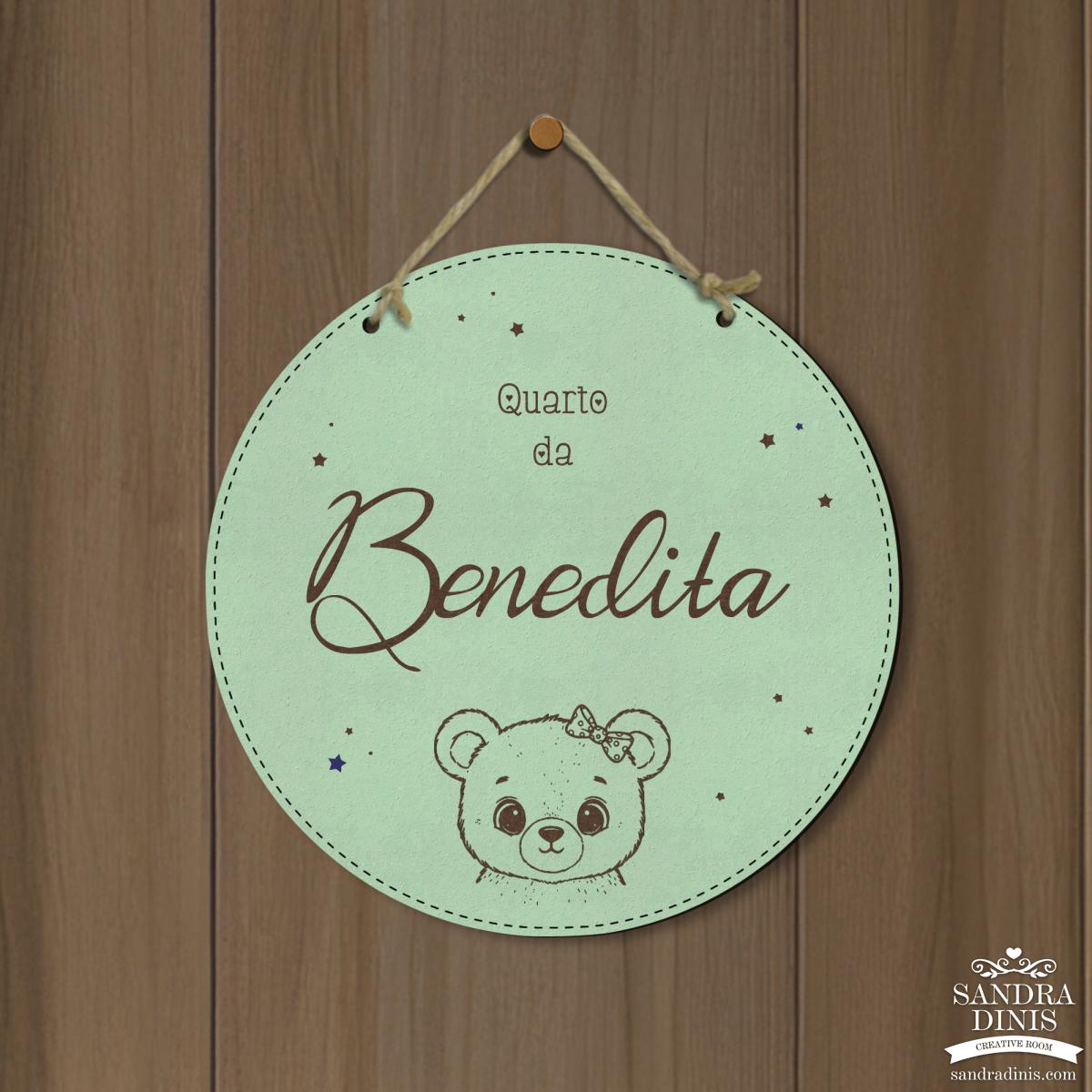 Placa quarto / porta criança com ursinho personalizada
