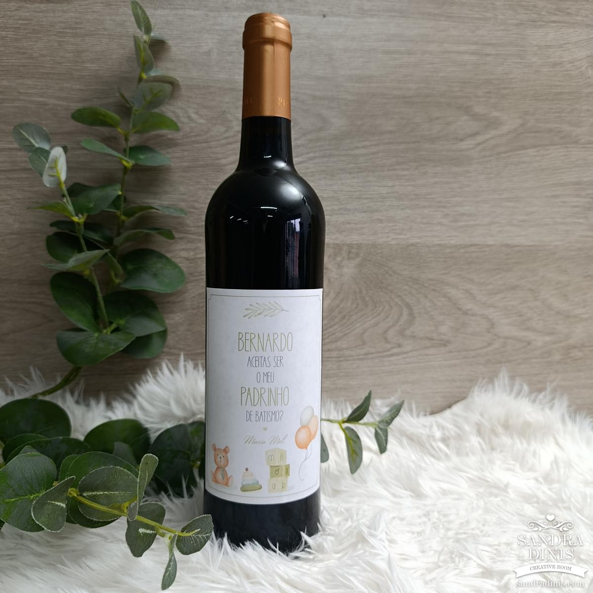 Rótulo convite Madrinha / Padrinho Batismo personalizado V1
