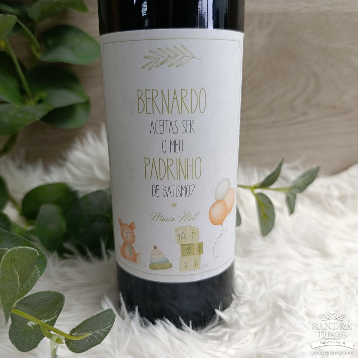 Rótulo convite Madrinha / Padrinho Batismo personalizado V1