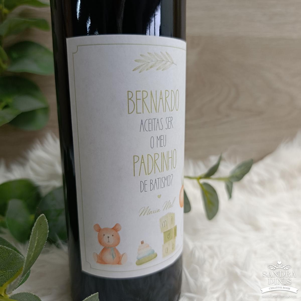 Rótulo convite Madrinha / Padrinho Batismo personalizado V1