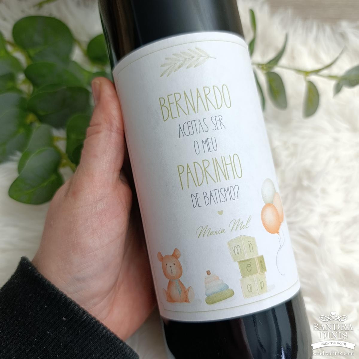 Rótulo convite Madrinha / Padrinho Batismo personalizado V1