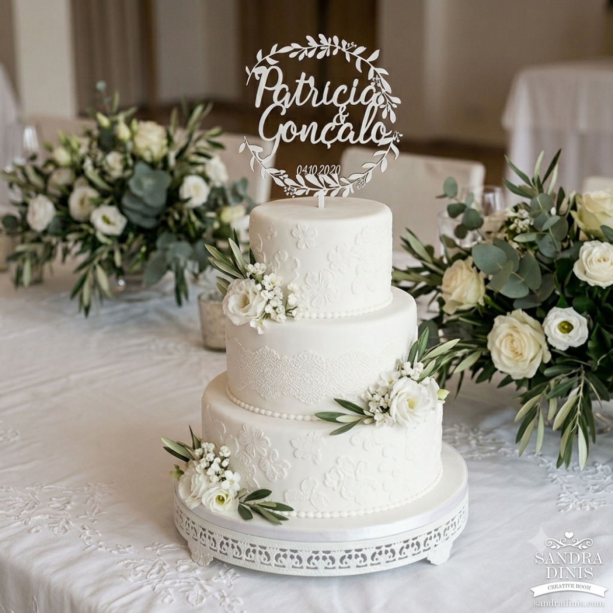 Topo de Bolo Floral Casamento 