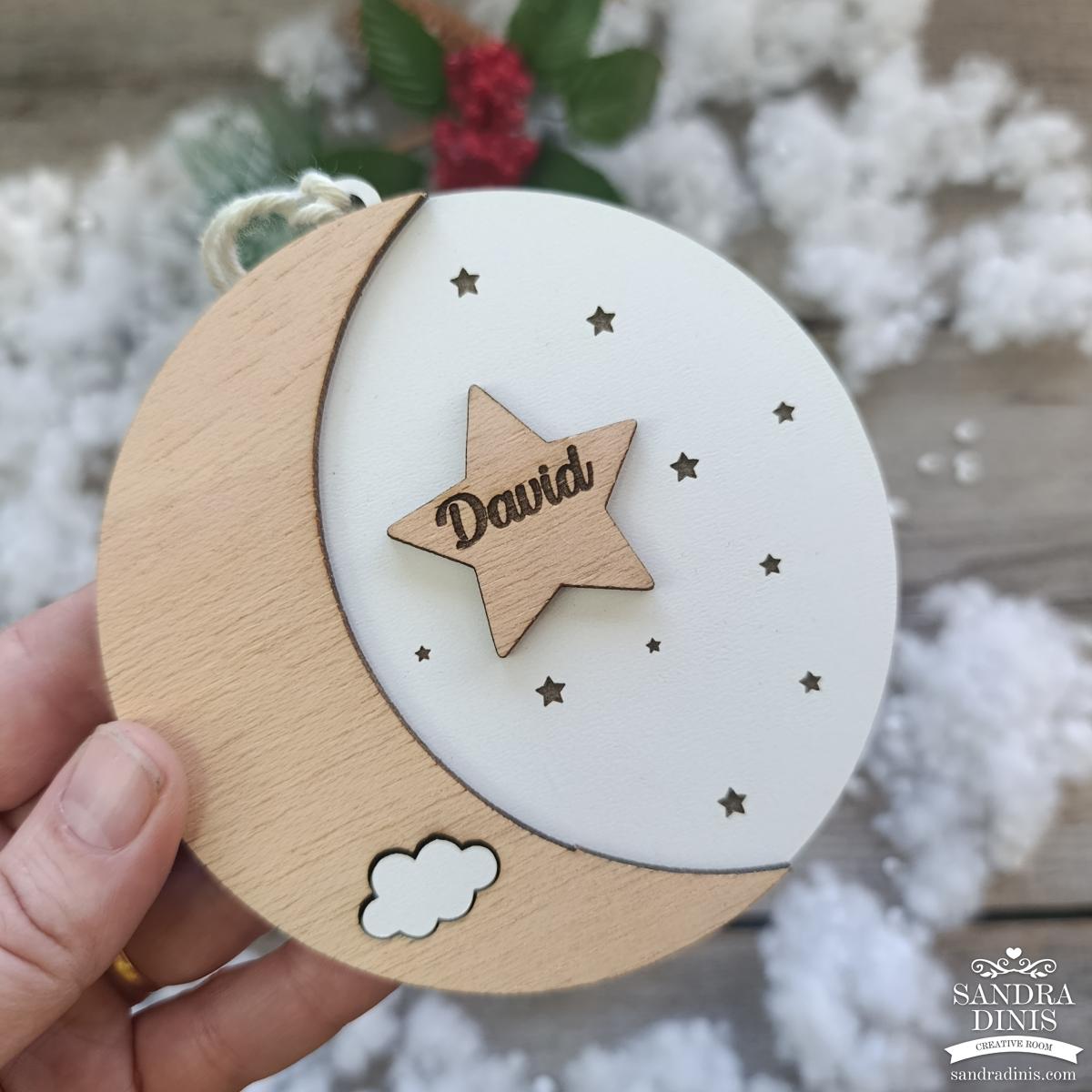 Bola Natal com Lua personalizada com nome