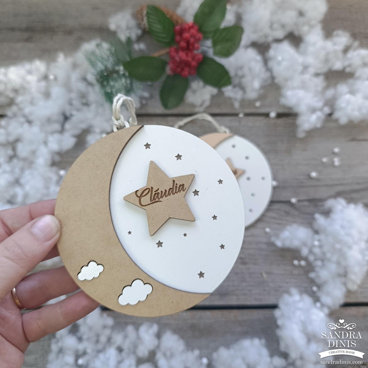 Bola Natal com Lua personalizada com nome