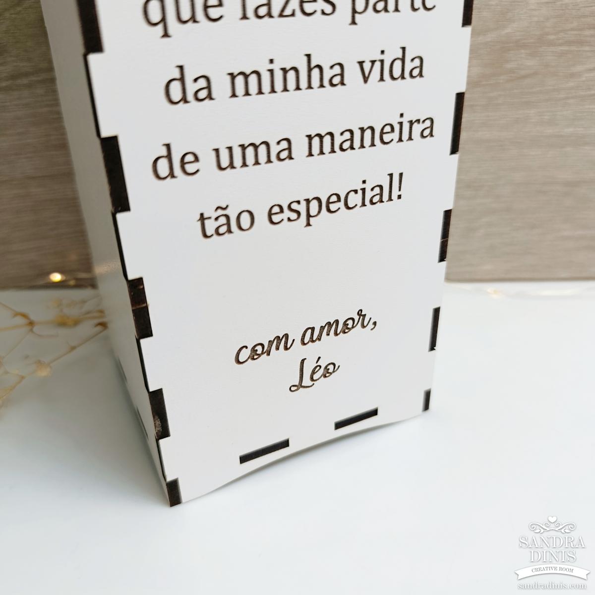 Caixa de Madeira Personalizada para Garrafa - padrinho batismo