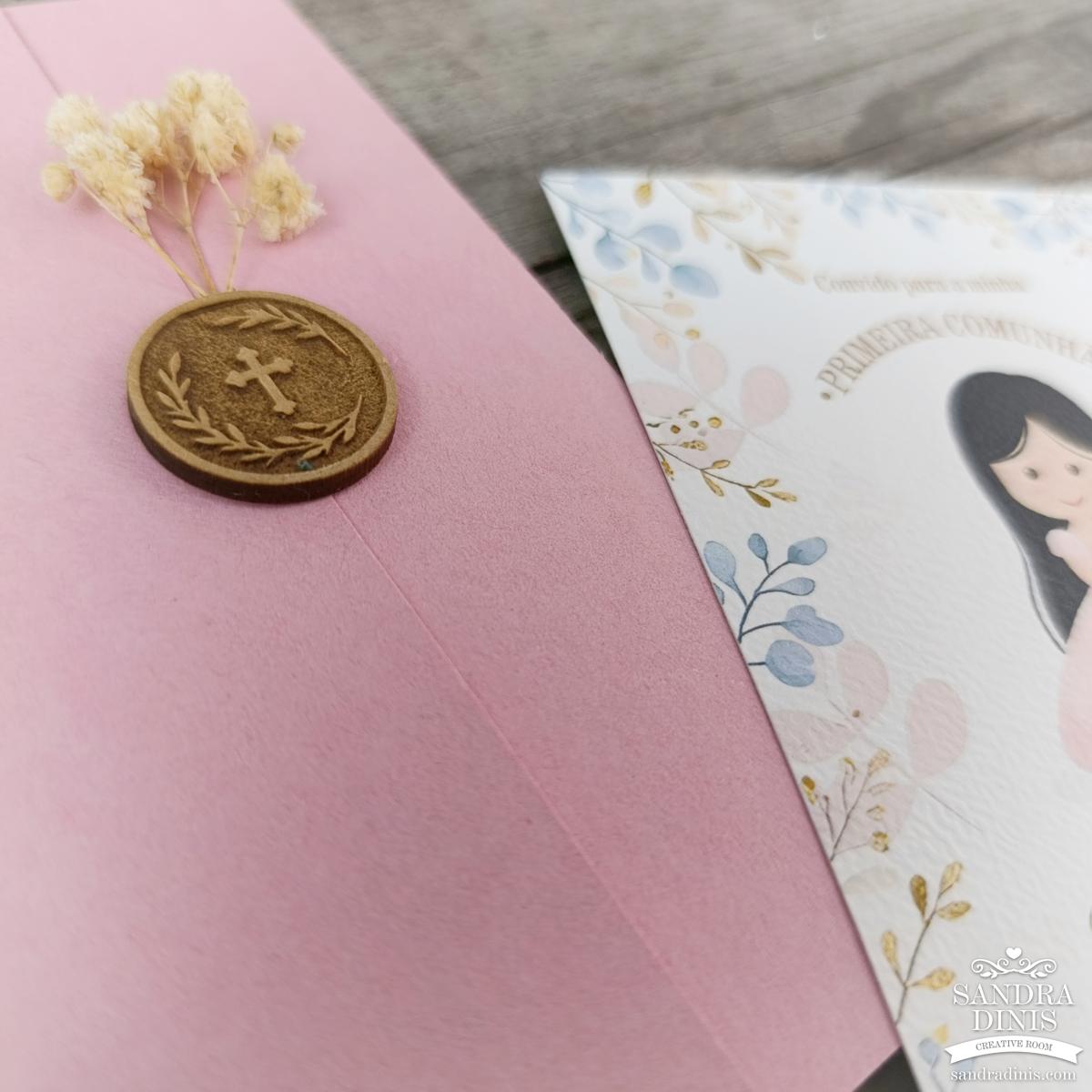 Convite para Comunhão / Batizado personalizado - Menina V2