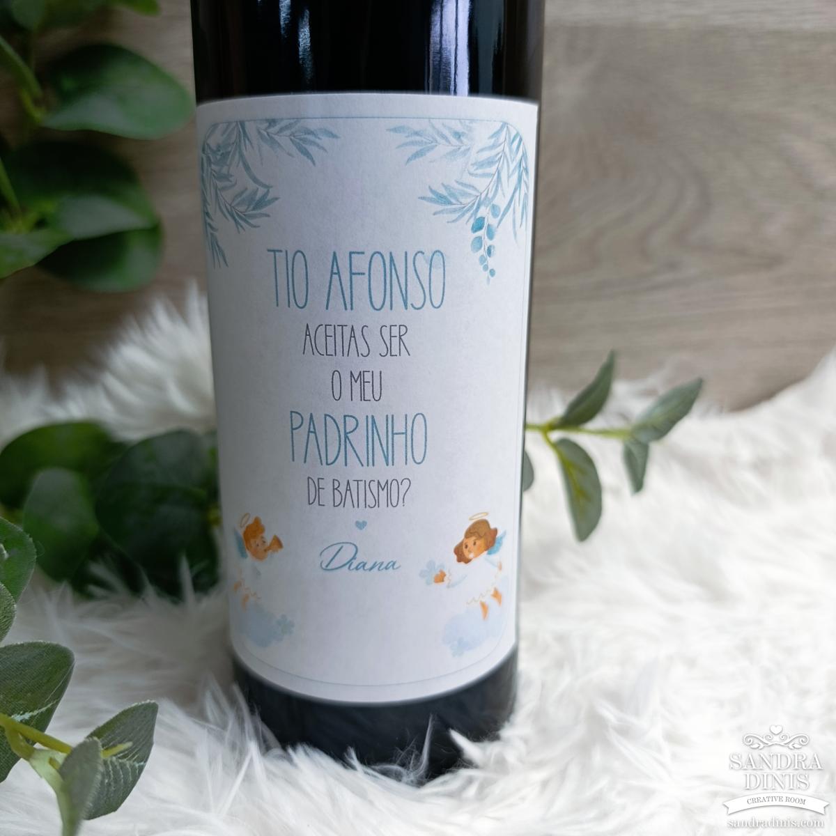 Rótulo convite Madrinha / Padrinho Batismo personalizado 