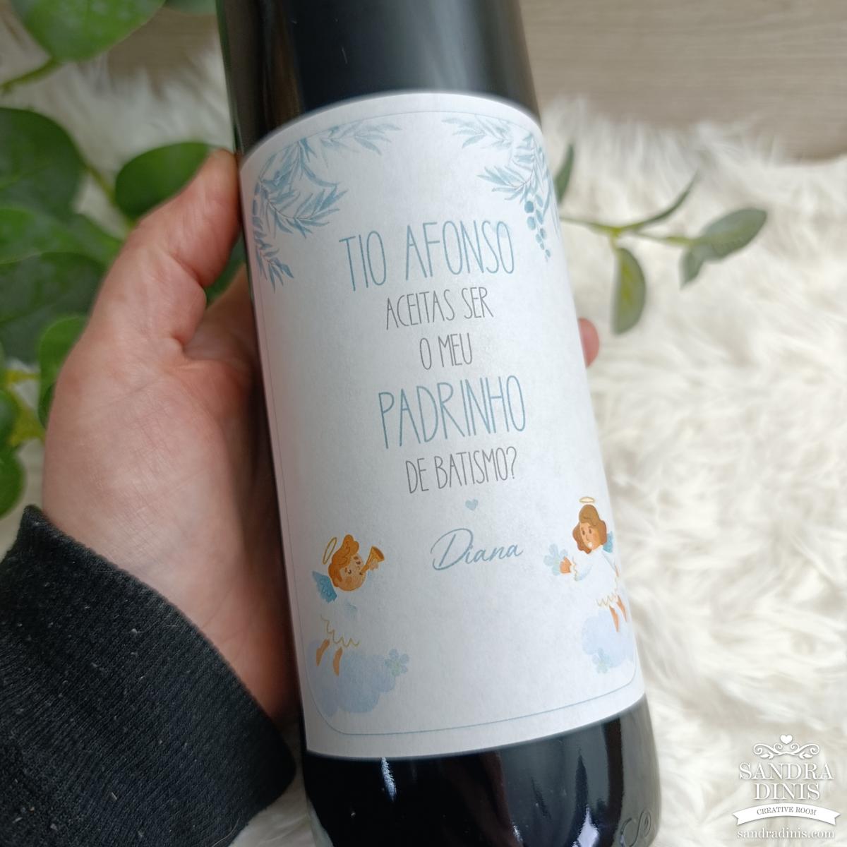Rótulo convite Madrinha / Padrinho Batismo personalizado 