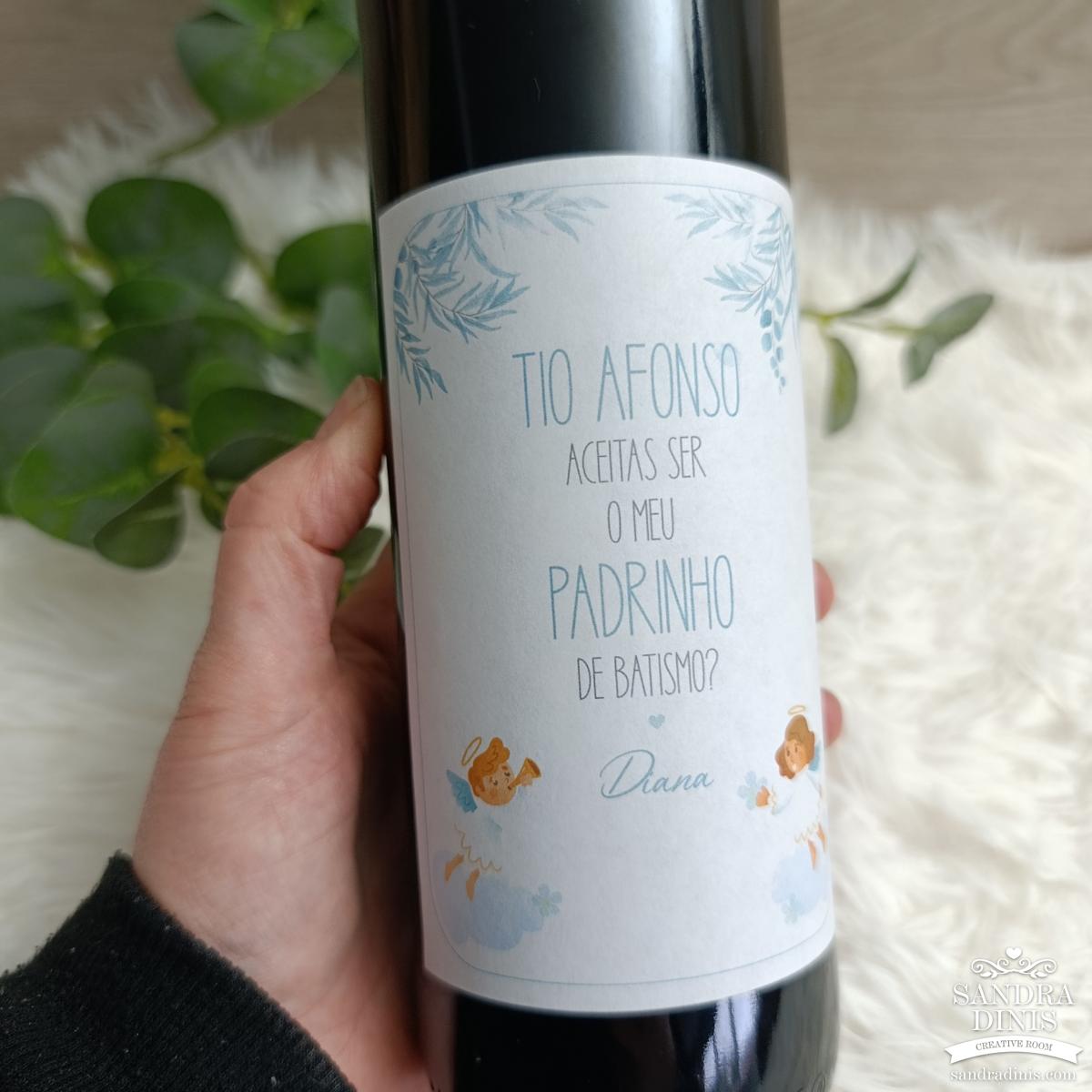 Rótulo convite Madrinha / Padrinho Batismo personalizado 