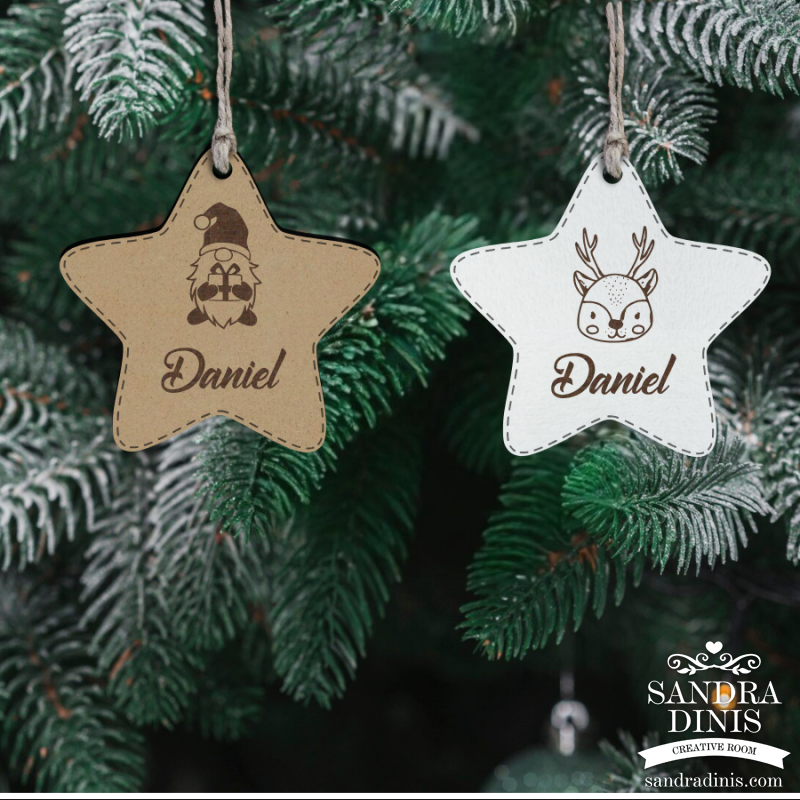 Estrela Natal com bonequinho personalizada com nome