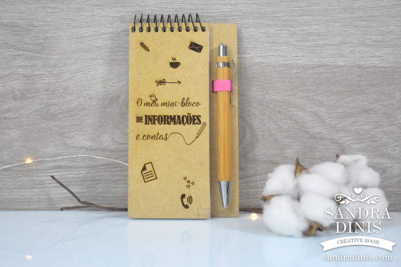 Mini bloco anotações com caneta V2