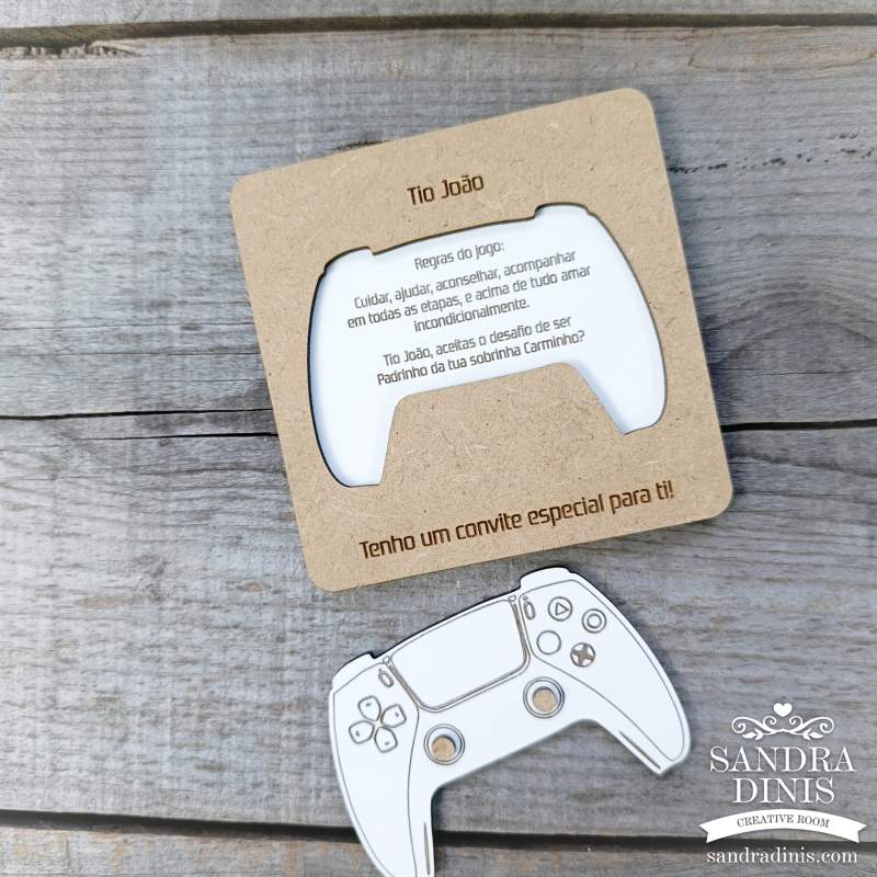Convite Personalizado para Padrinho - Comando consola / PlayStation 
