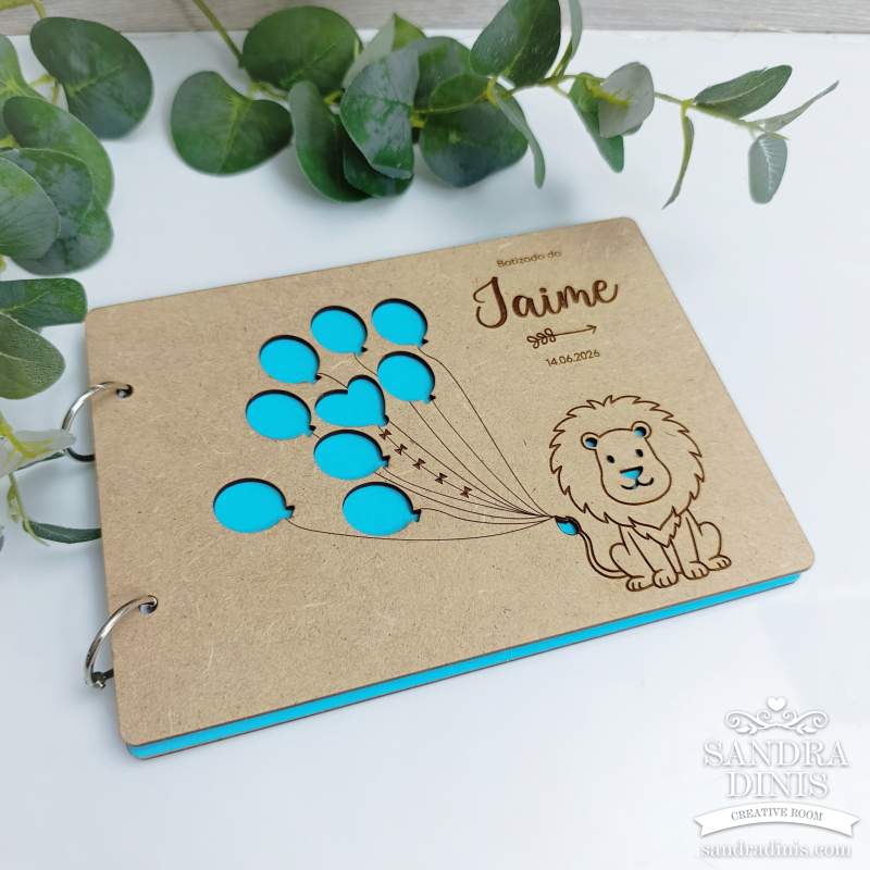 Livro de Honra infantil batismo aniversário com leão 