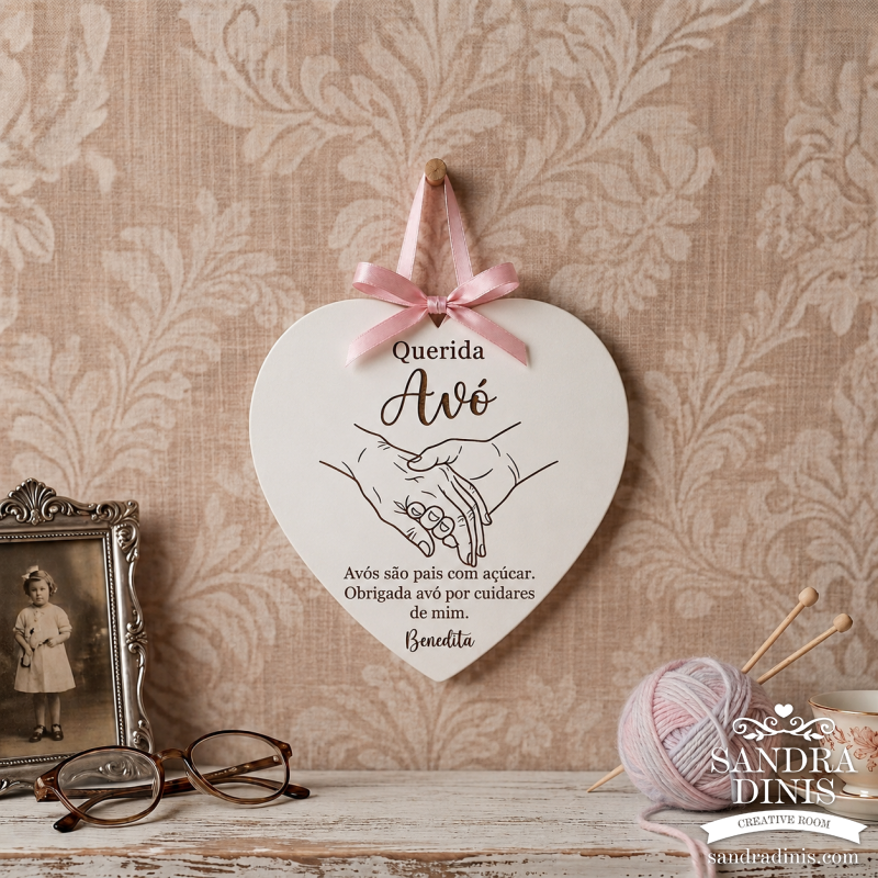 Placa avó /avô coração personalizada - Dia dos Avós