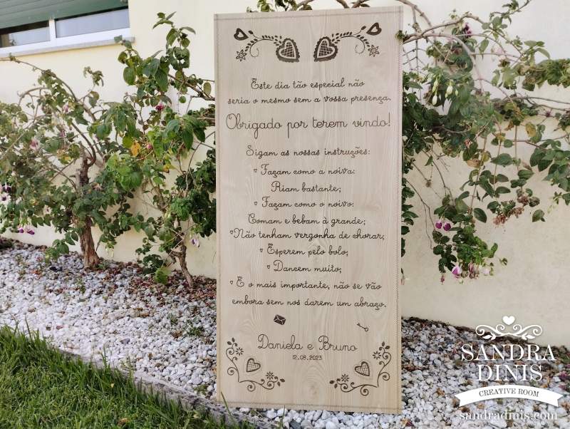 Placa Entrada na Quinta Lenços Namorados  Boas-vindas