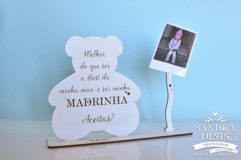 Convite Madrinha / Padrinho Batizado ursinho