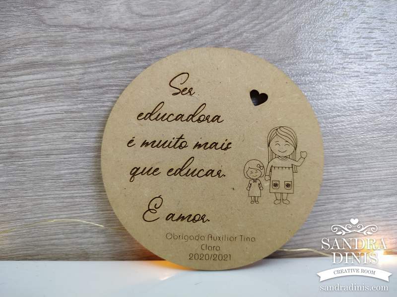 Placa com mensagem para Professora/auxiliar