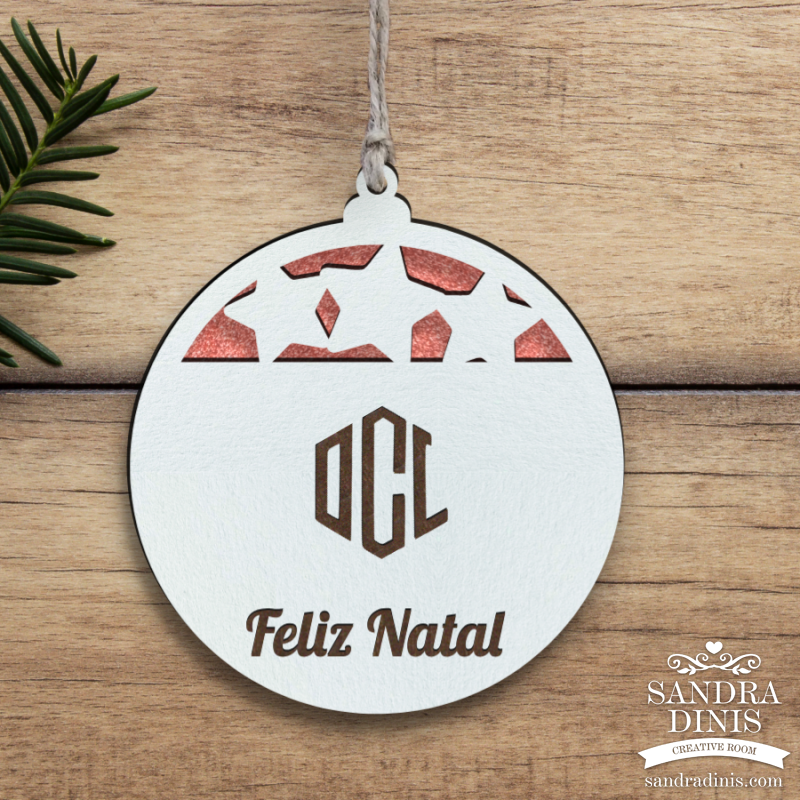 Bola Natal E3 - Branco / Natural c/ Fundo