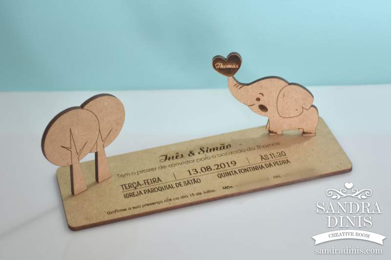 Convite Escultura com Elefante Horizontal