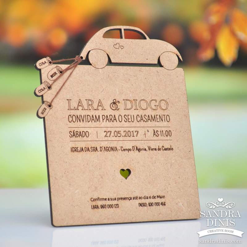Convite Carocha personalizado - para casamento