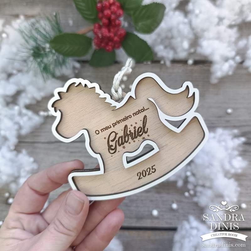 Cavalinho decorativo o meu 1º Natal personalizado