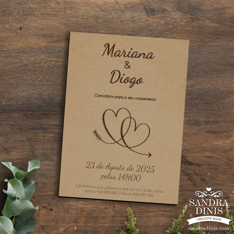 Convite para casamento retangular simples personalizado