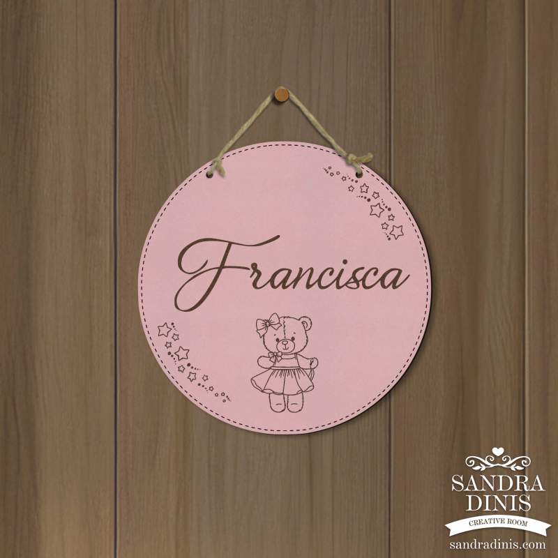 Placa quarto / porta menina com ursinha personalizada