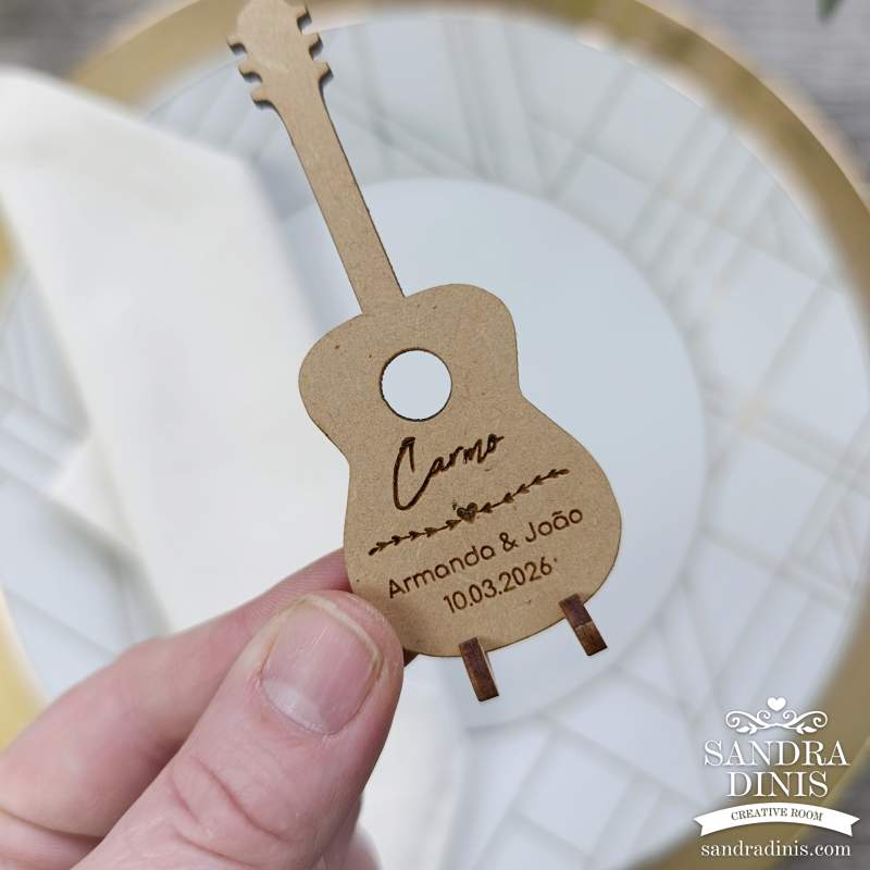 Nomes pratos - Marcador de lugar tema música - Guitarra