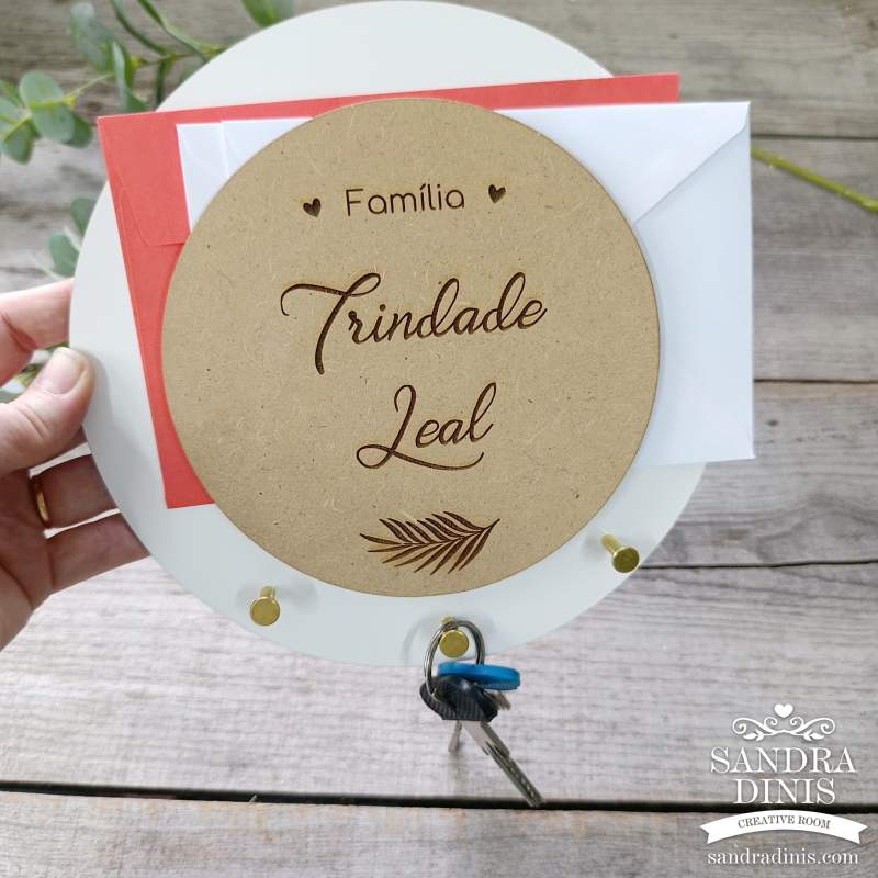 Chaveiro redondo personalizado família - 4 cores