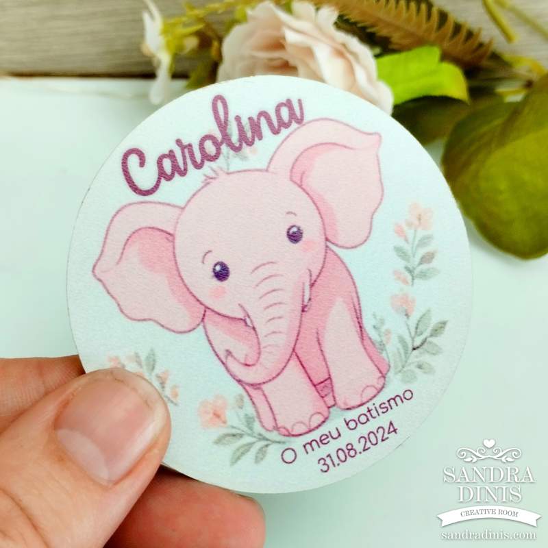 Íman Elefante Rosa - lembrança personalizada 