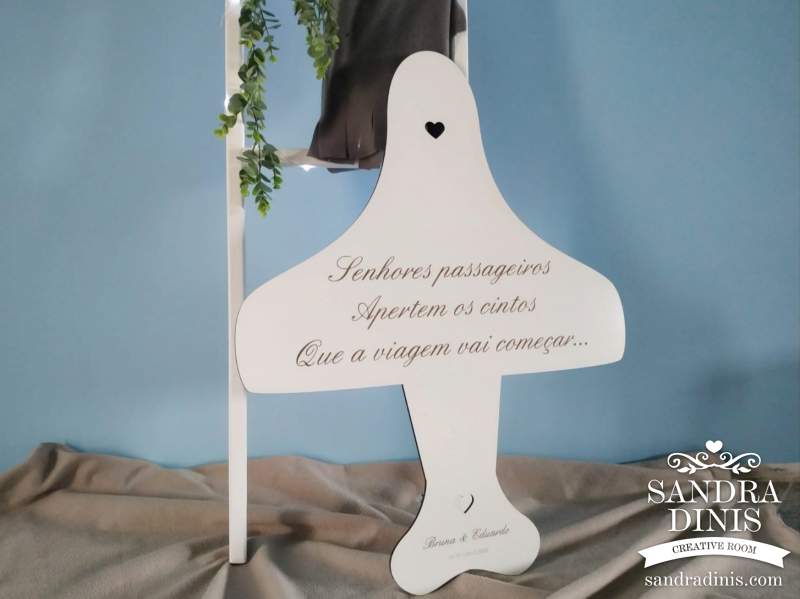 Placa XL avião para casamento - viagens Boas-vindas