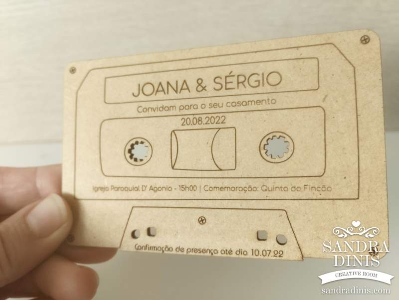 Convite Cassete de música para casamento - personalizado