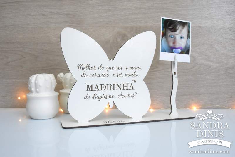 Convite Madrinha / Padrinho batizado - Borboleta