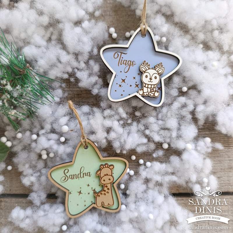 Estrelas Natal personalizadas nome (2 unidades)
