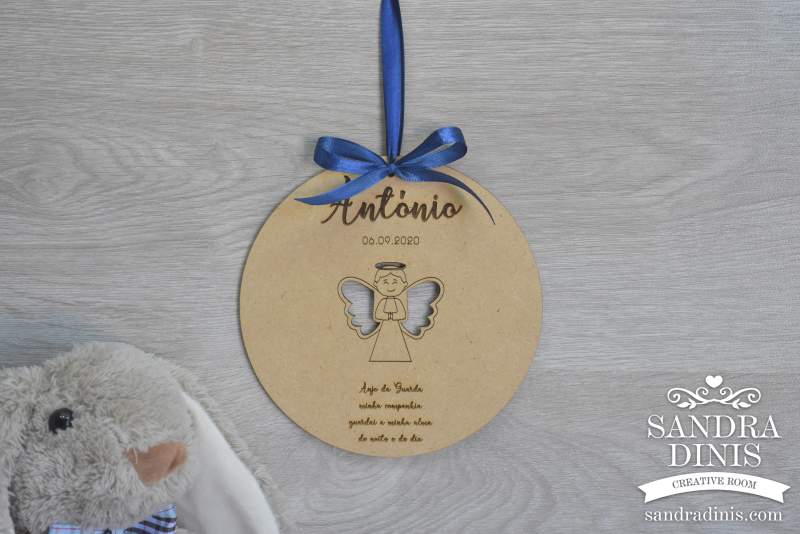 Placa anjo da guarda com anjinho - Menino