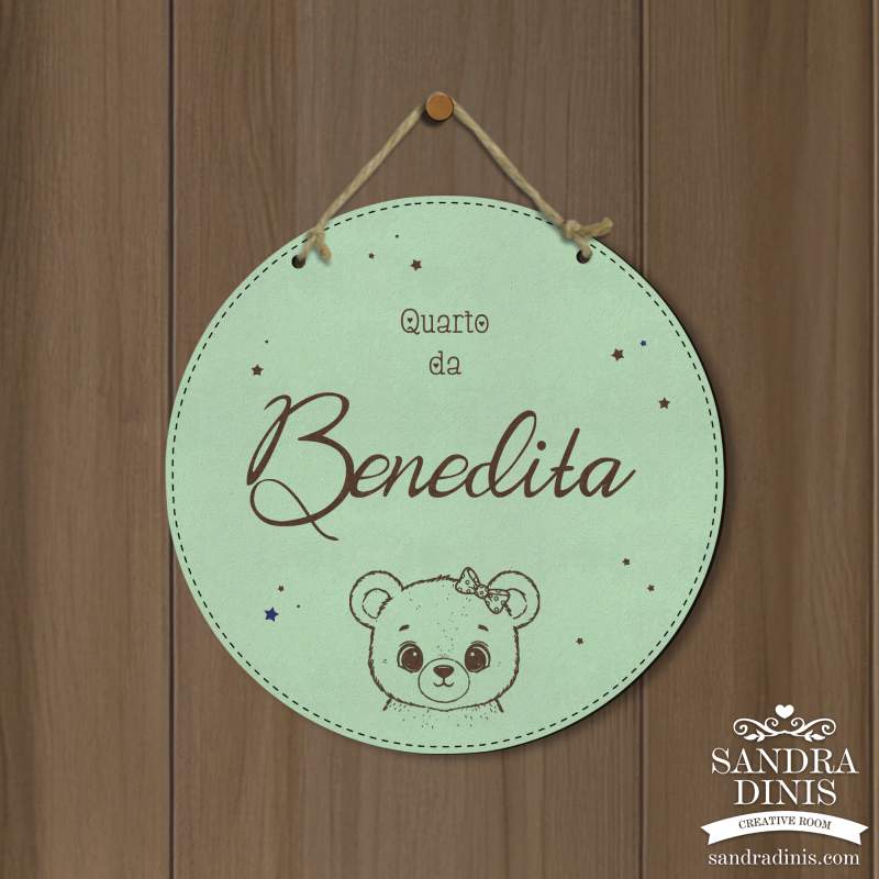 Placa quarto / porta criança com ursinho personalizada