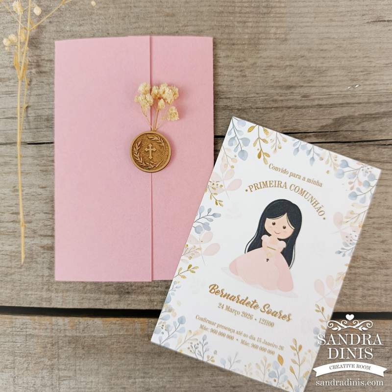 Convite para Comunhão / Batizado personalizado - Menina V2