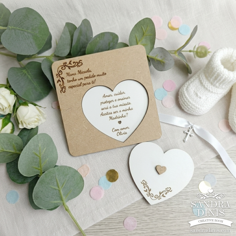 Convite Personalizado para Padrinho Madrinha Coração 
